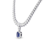 Extraordinary Round Diamond Necklace & Detachable Sapphire Halo Pendant