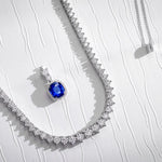 Extraordinary Round Diamond Necklace & Detachable Sapphire Halo Pendant
