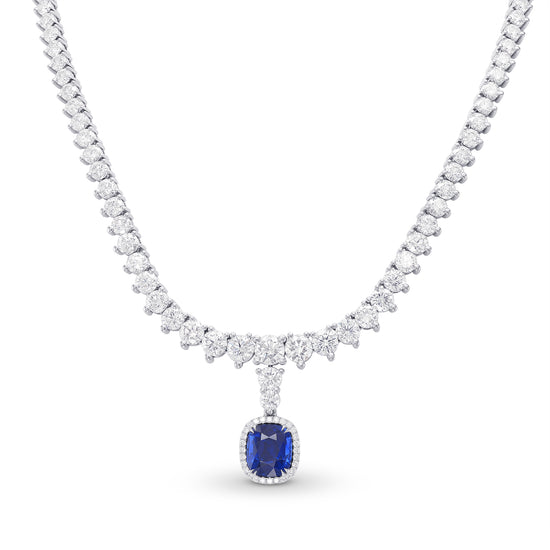 Extraordinary Round Diamond Necklace & Detachable Sapphire Halo Pendant