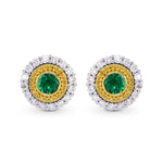Fancy Intense Yellow & White Diamond Halo Earrings - 3