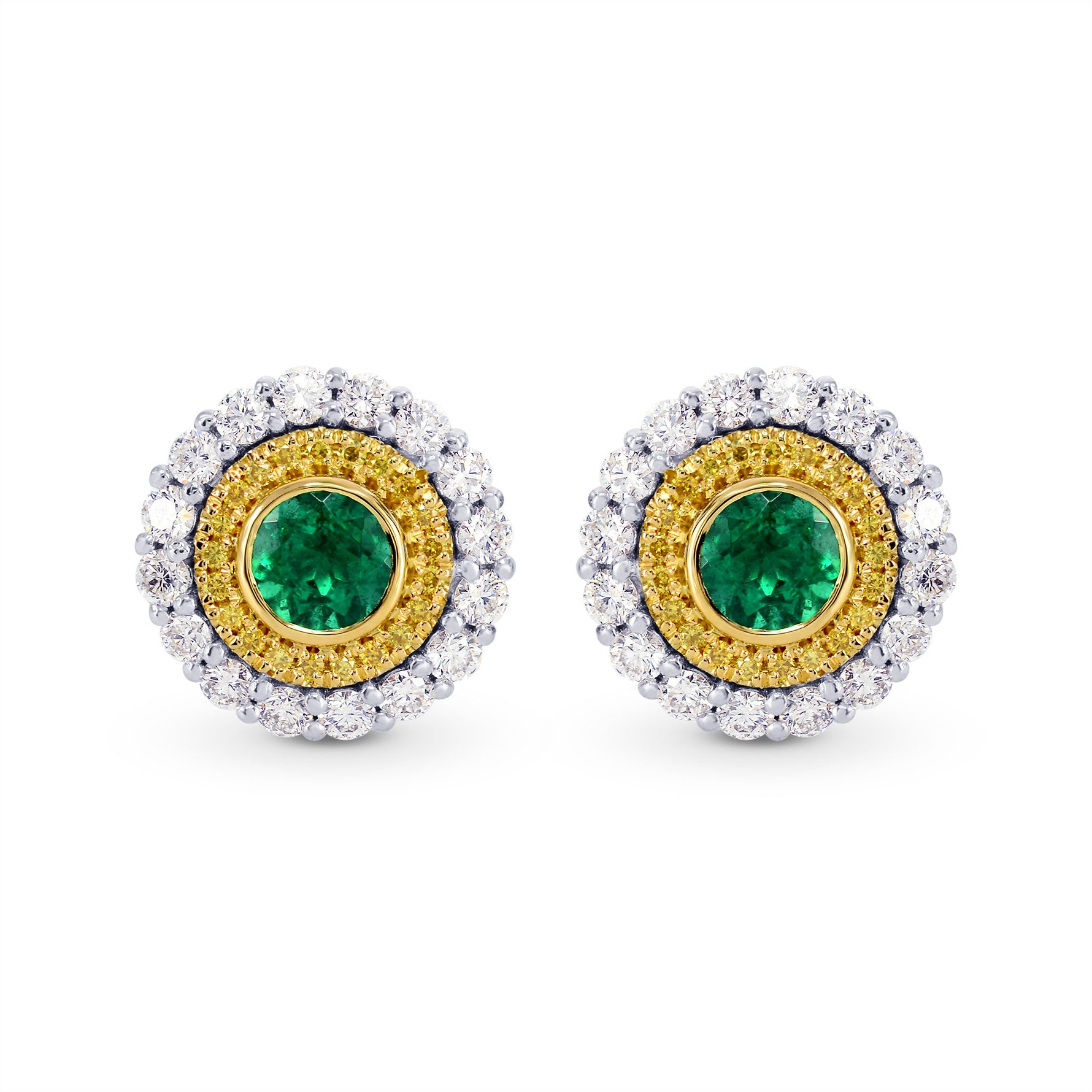 Fancy Intense Yellow & White Diamond Halo Earrings - 3