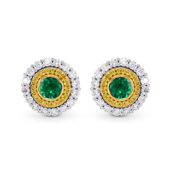 Fancy Intense Yellow & White Diamond Halo Earrings - 3