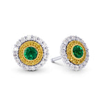 Fancy Intense Yellow & White Diamond Halo Earrings - 4