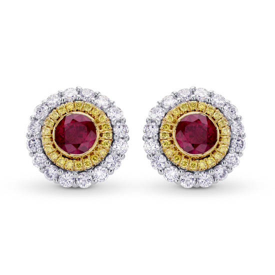 Fancy Intense Yellow & White Diamond Halo Earrings