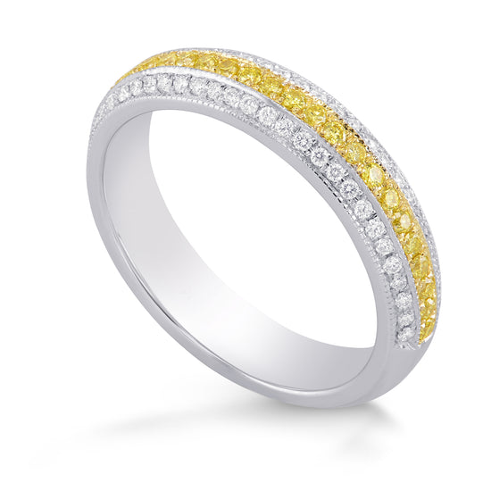 Fancy Intense Yellow and White Diamond Band Ring