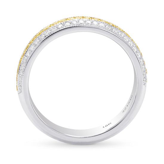 Fancy Intense Yellow and White Pave Diamond Milgrain Band Ring