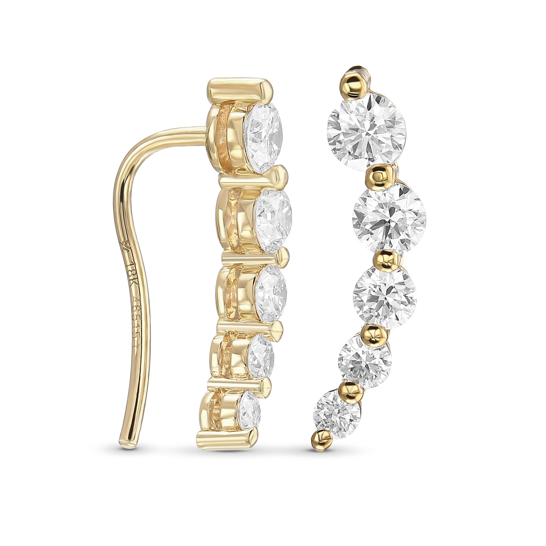 Colorless Round Brilliant Diamond Earrings - 2