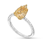 Fancy Brownish Yellow Pear Diamond Engagement & Wedding Ring Set GIA - 4