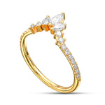 Fancy Brownish Yellow Pear Diamond Engagement & Wedding Ring Set GIA - 7