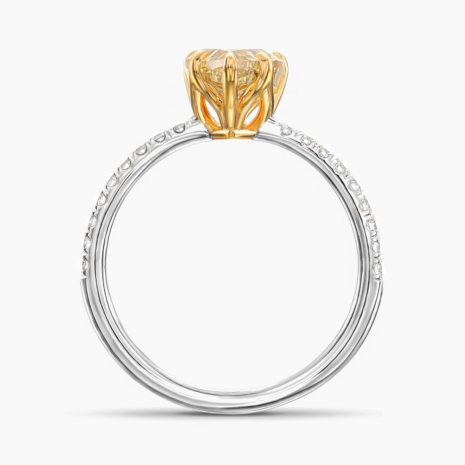 Fancy Brownish Yellow Pear Diamond Engagement & Wedding Ring Set GIA - 3