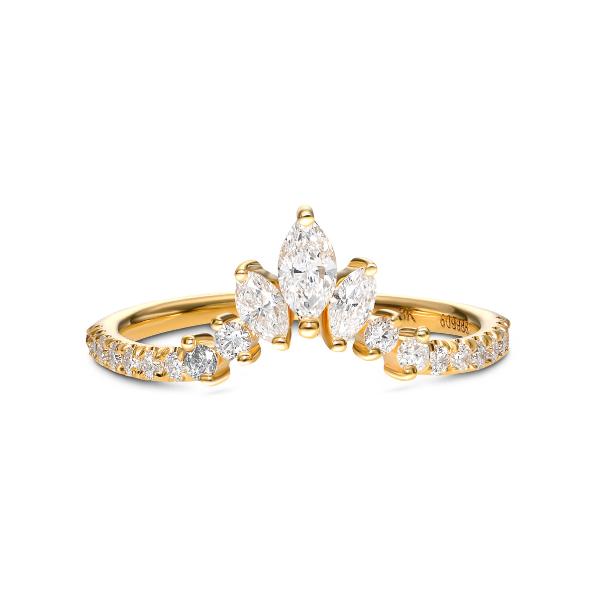Fancy Brownish Yellow Pear Diamond Engagement & Wedding Ring Set GIA - 5