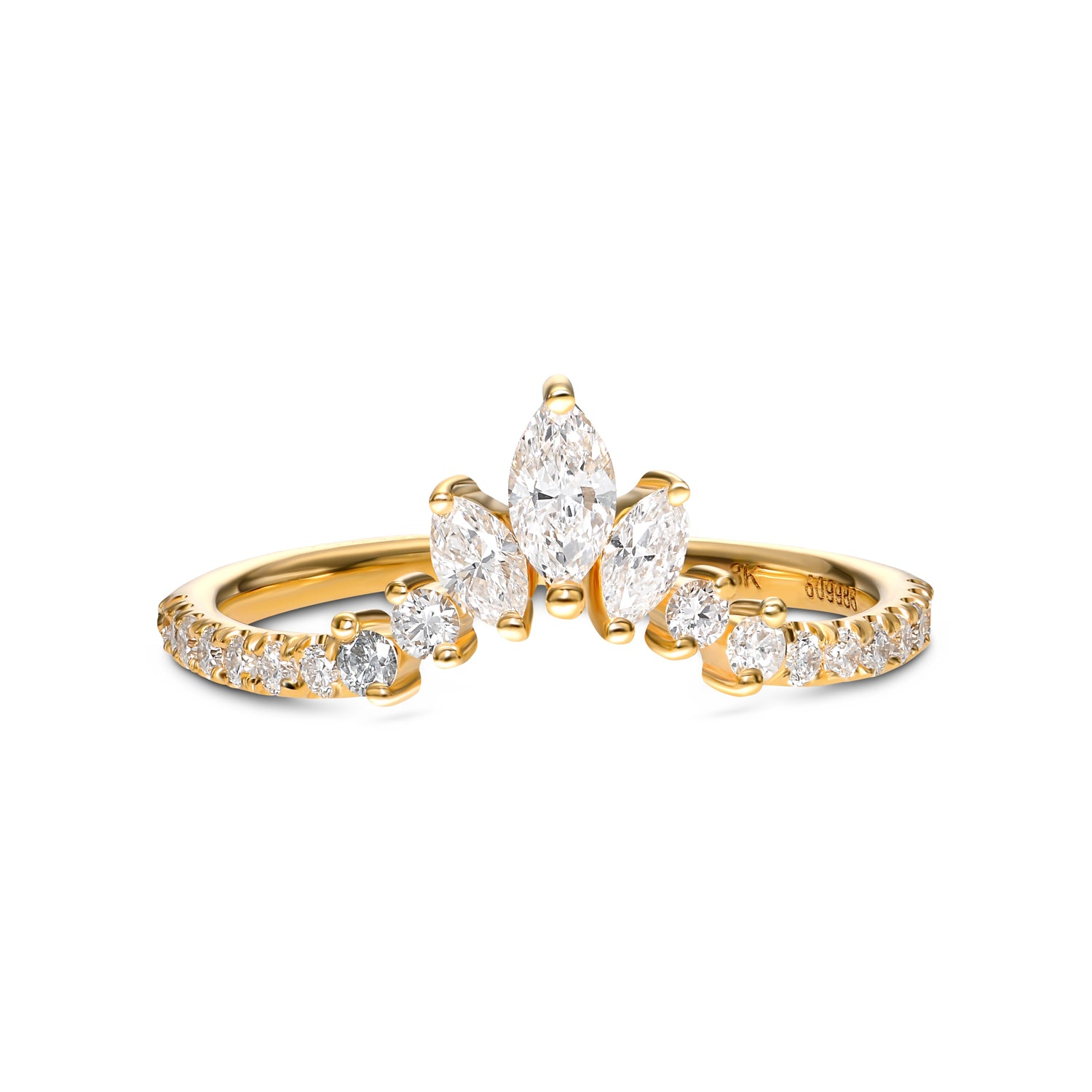 Fancy Brownish Yellow Pear Diamond Engagement & Wedding Ring Set GIA - 5