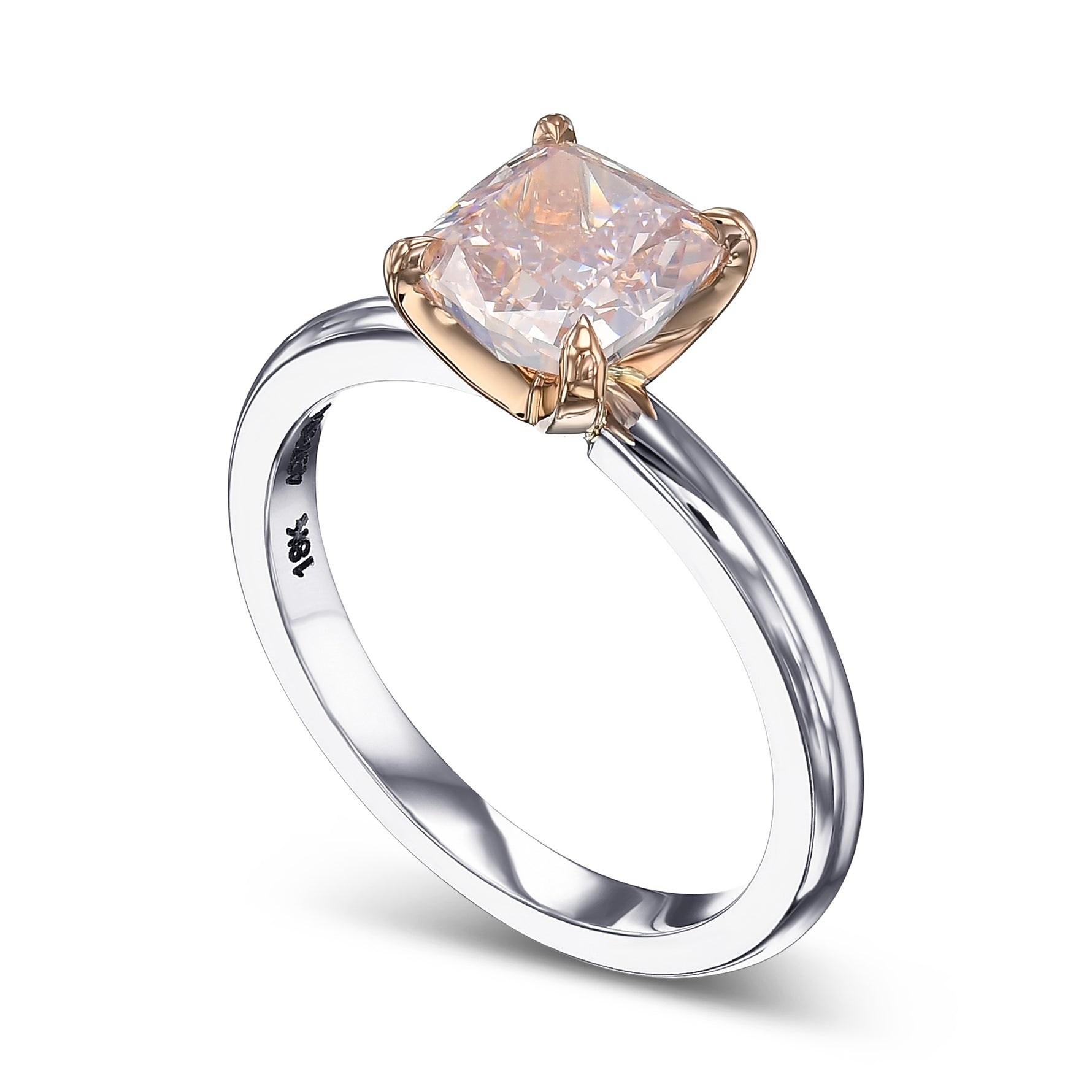 Fancy Brownish Pink Cushion Solitaire Diamond Ring GIA - 3