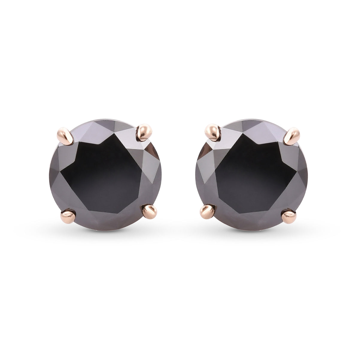 Natural Fancy Black Round Diamond Stud Earrings