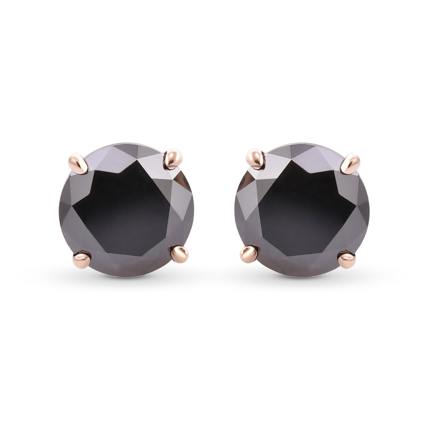 Natural Fancy Black Round Diamond Stud Earrings