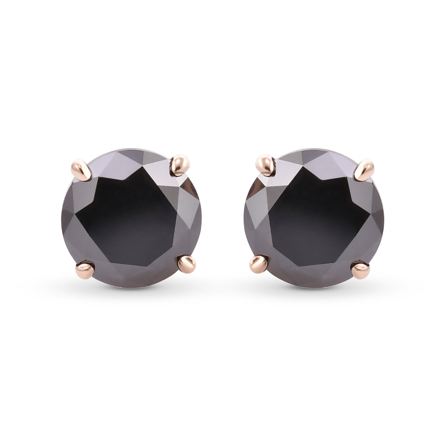 Natural Fancy Black Round Diamond Stud Earrings