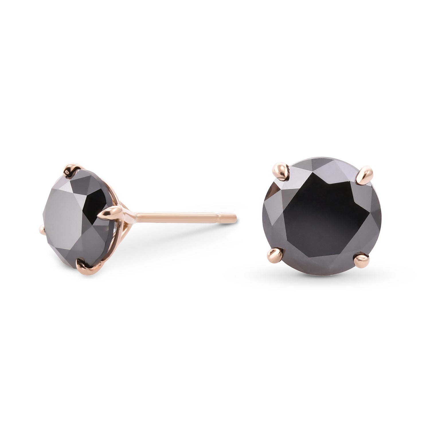 Natural Fancy Black Round Diamond Stud Earrings
