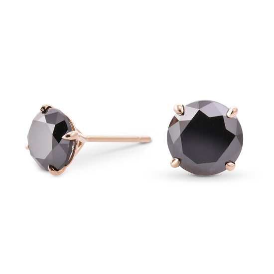 Natural Fancy Black Round Diamond Stud Earrings
