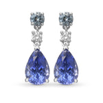 Pear Sapphire, Aquamarine & Diamond Drop Earrings 