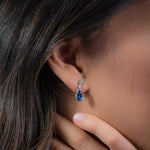 Pear Sapphire, Aquamarine & Diamond Drop Earrings 