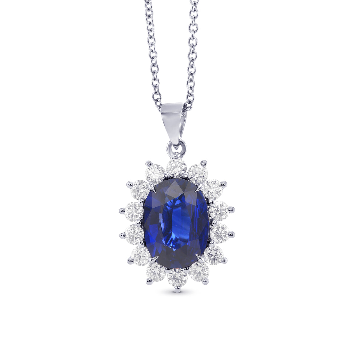 Royal Vivid Blue Sapphire & Diamond Pendant