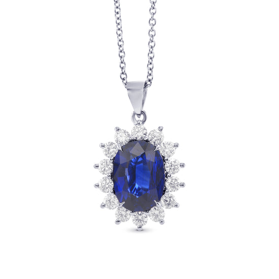 Royal Vivid Blue Sapphire & Diamond Pendant