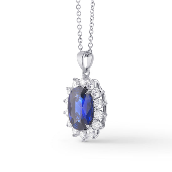 Royal Vivid Blue Sapphire & Diamond Pendant