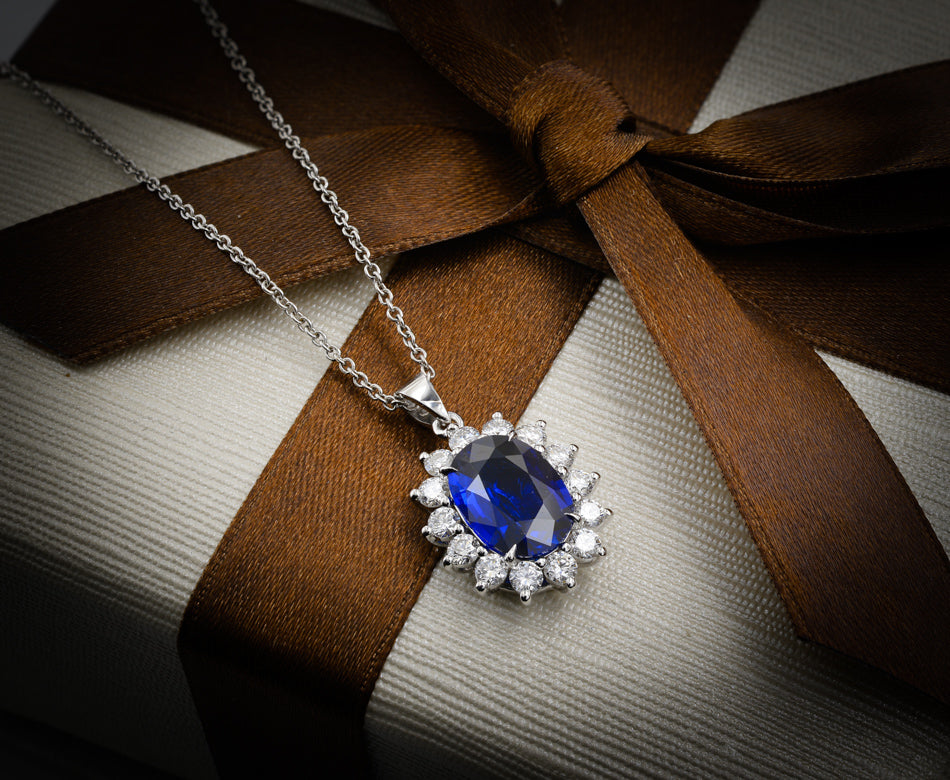 Royal Vivid Blue Sapphire & Diamond Pendant