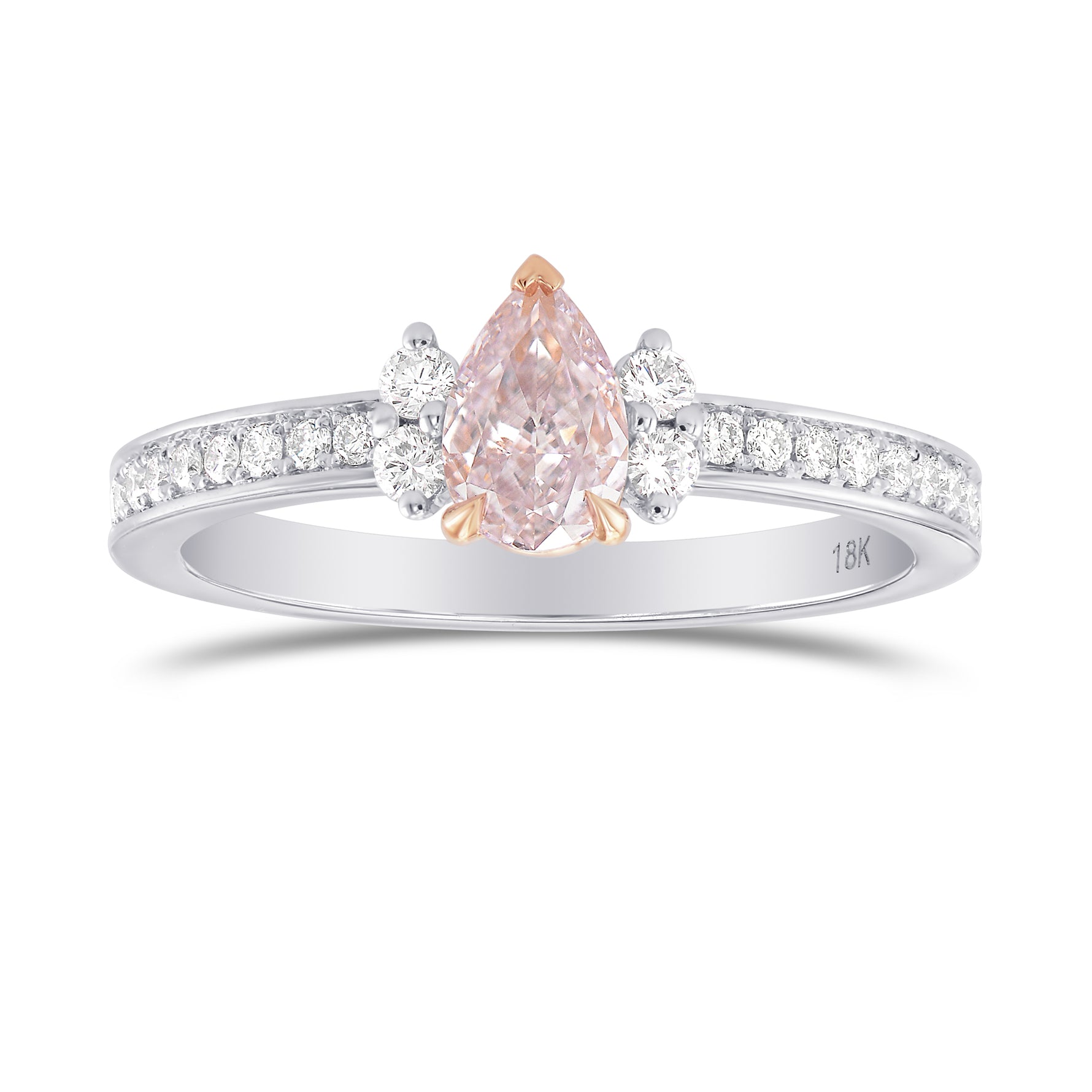 Fancy Purplish Pink Pear Diamond, Accent & Pave Ring  