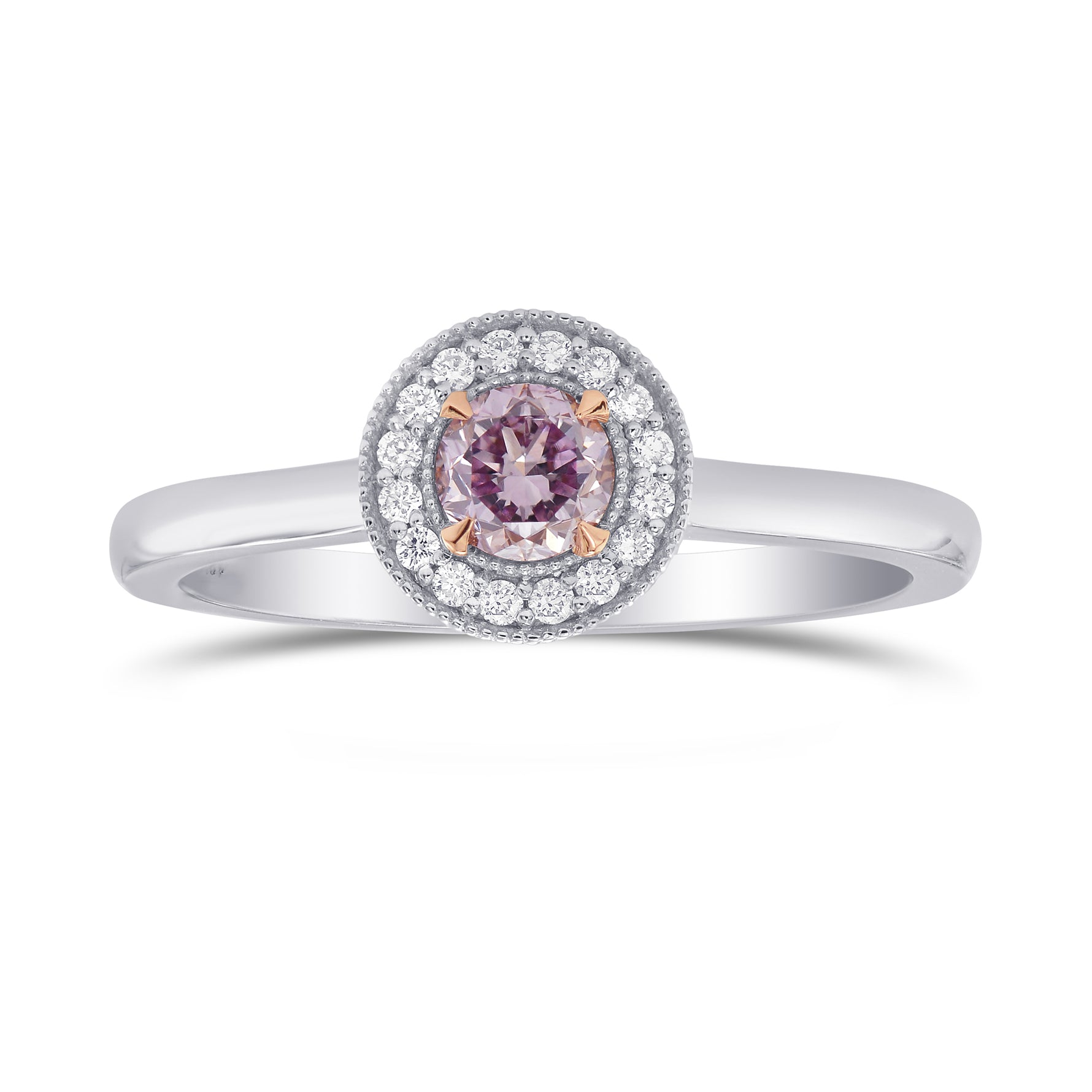 Fancy Purple Pink Round Diamond, Petite Halo Ring