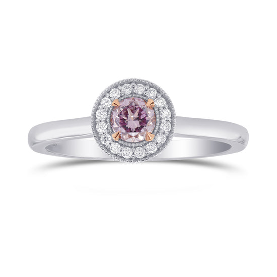 Fancy Purple Pink Round Diamond, Petite Halo Ring