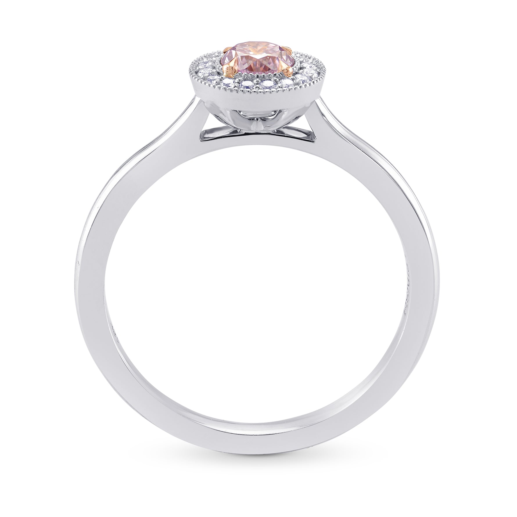 Fancy Purple Pink Round Diamond, Petite Halo Ring