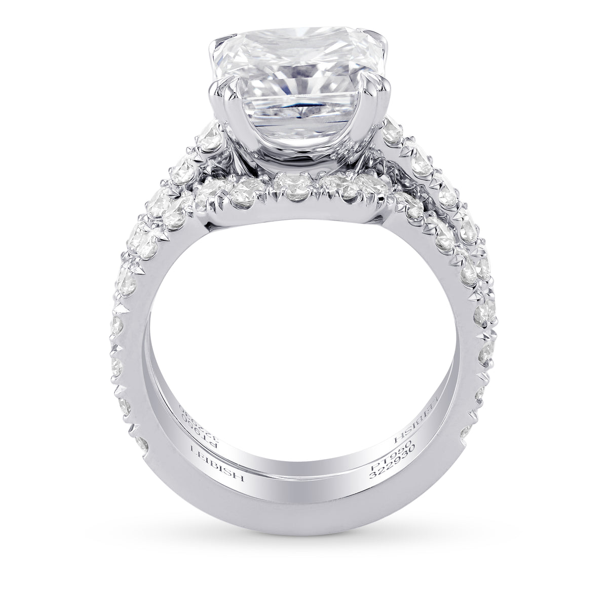 Platinum White diamond Cushion Wedding Set Ring
