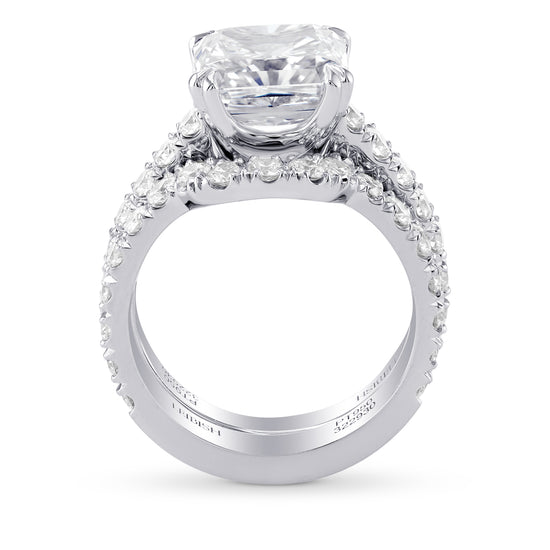 Platinum White diamond Cushion Wedding Set Ring