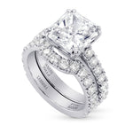 Platinum White diamond Cushion Wedding Set Ring
