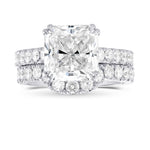 Platinum White diamond Cushion Wedding Set Ring