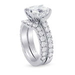 Platinum White diamond Cushion Wedding Set Ring