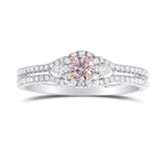 Fancy Purplish Pink Halo, Pear & Pave Diamond Ring