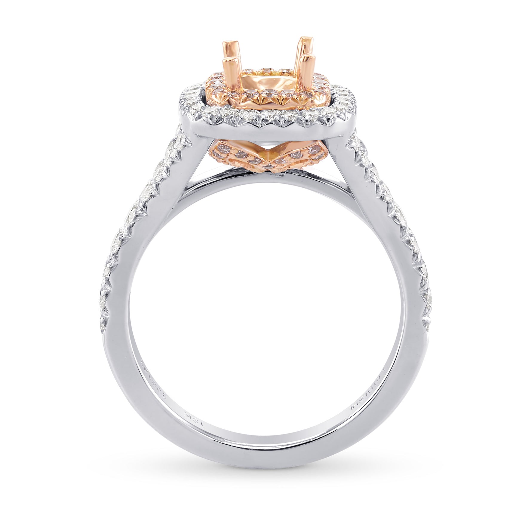 Semi Mount for a Fancy Light Purplish Pink Cushion Diamond Halo Ring