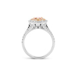 Light Brown-Pink Double Halo Ring GIA - 2