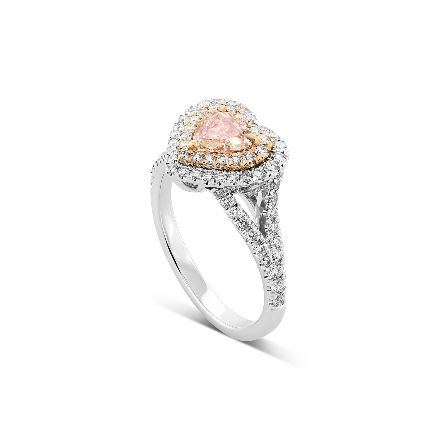 Light Brown-Pink Double Halo Ring GIA - 3