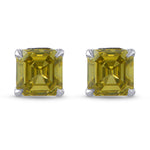 Fancy Brownish Greenish Yellow Emerald Brilliant Stud Earrings