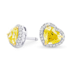 Fancy Intense Yellow Heart Shape Diamond Halo Earrings