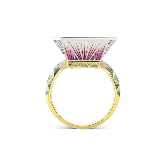 Fancy Deep Orangy Pink Enamel Ring GIA - 2