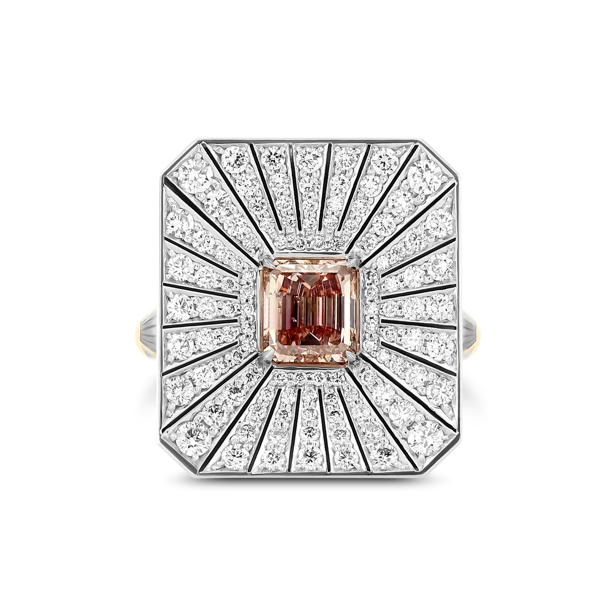 Fancy Deep Orangy Pink Enamel Ring GIA