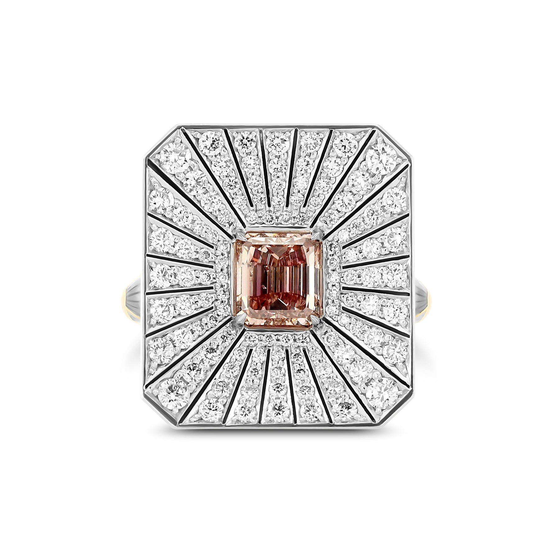 Fancy Deep Orangy Pink Enamel Ring GIA