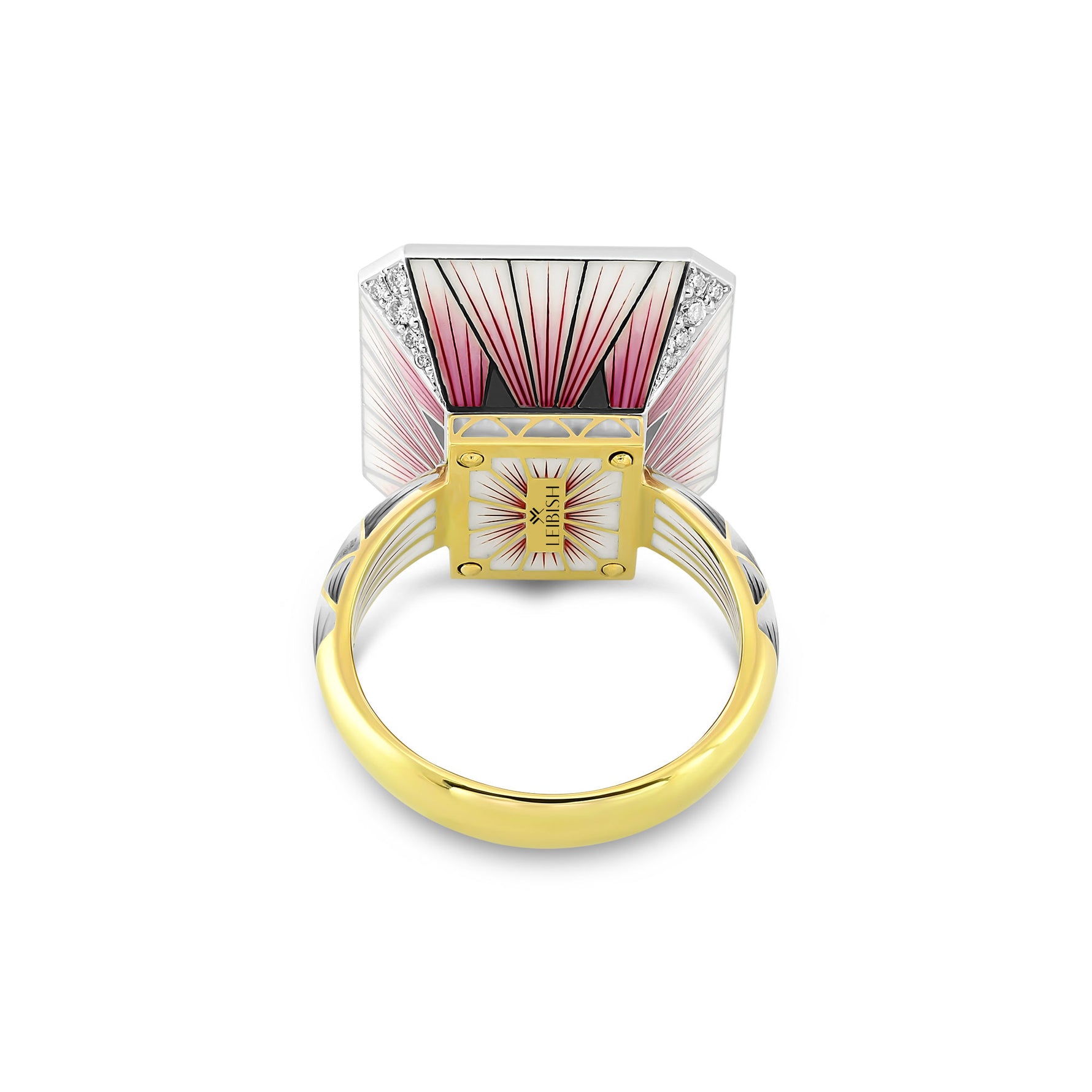 Fancy Deep Orangy Pink Enamel Ring GIA - 6