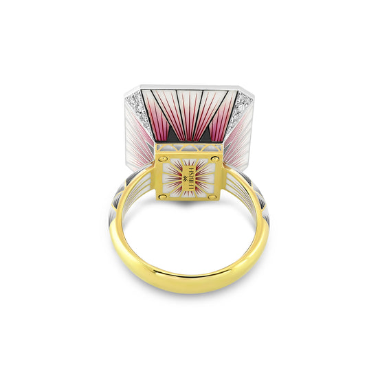 Fancy Deep Orangy Pink Enamel Ring GIA - 6