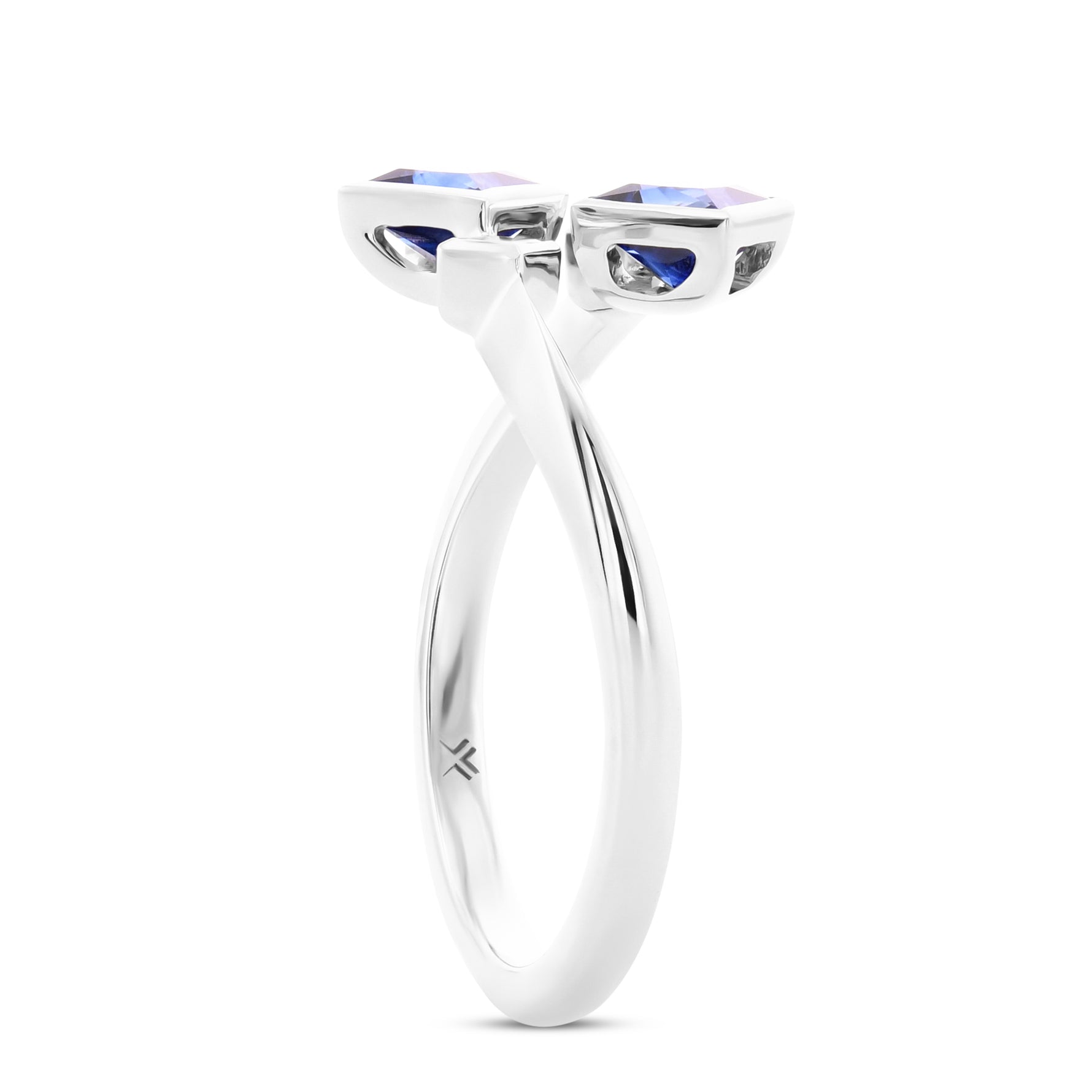 Blue Sapphire & Diamond Princess Two-stone Ring - 4