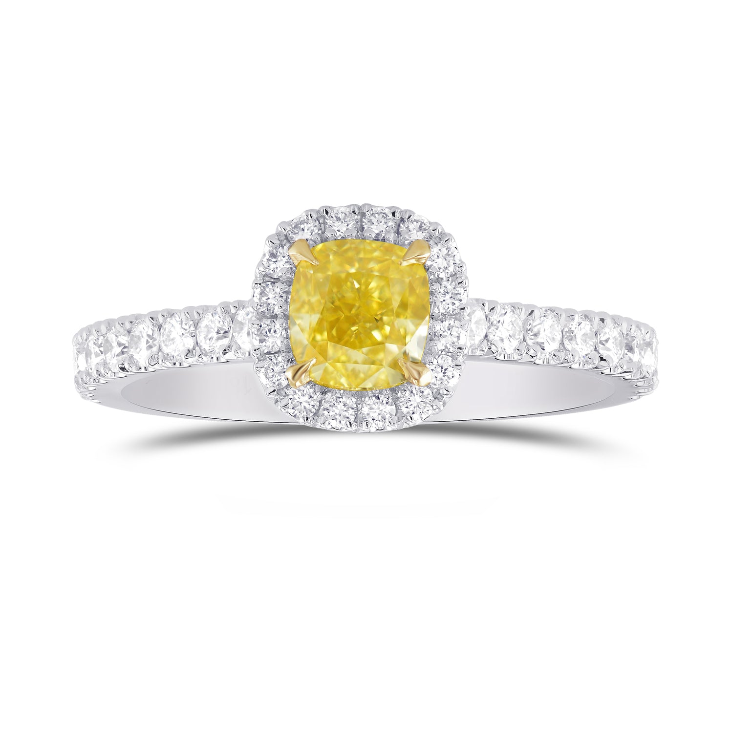 Fancy Intense Yellow Cushion Diamond Halo Ring